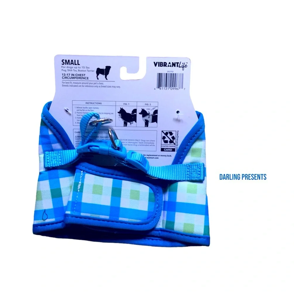 Vibrant Life Checkered Bow tie Harness Dog Color Multi Size S